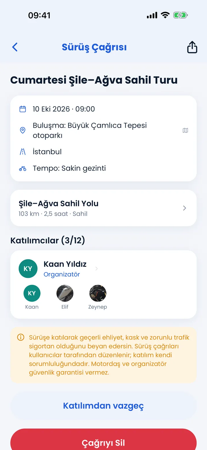 Sürüş çağrısı: Cumartesi Şile–Ağva Sahil Turu, tarih, buluşma noktası, tempo ve katılımcılar